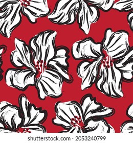 Floral brush strokes seamless pattern background for fashion prints, graphics, backgrounds and crafts