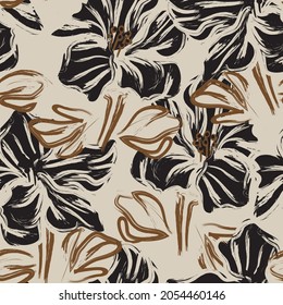 Floral brush strokes seamless pattern background for fashion prints, graphics, backgrounds and crafts