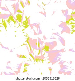 Floral brush strokes seamless pattern background for fashion prints, graphics, backgrounds and crafts
