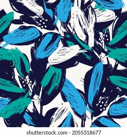 Floral brush strokes seamless pattern background for fashion prints, graphics, backgrounds and crafts
