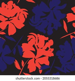 Rodamientos de pincel floral fondo de patrón sin fisuras para impresiones de moda, gráficos, fondos y artesanías