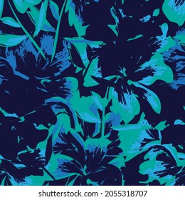 Rodamientos de pincel floral fondo de patrón sin fisuras para impresiones de moda, gráficos, fondos y artesanías