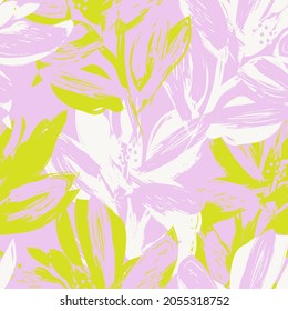 Floral brush strokes seamless pattern background for fashion prints, graphics, backgrounds and crafts