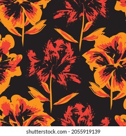 Floral brush strokes seamless pattern background for fashion prints, graphics, backgrounds and crafts