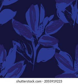 Floral brush strokes seamless pattern background for fashion prints, graphics, backgrounds and crafts