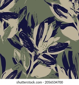 Floral brush strokes seamless pattern background for fashion prints, graphics, backgrounds and crafts