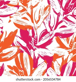 Floral brush strokes seamless pattern background for fashion prints, graphics, backgrounds and crafts
