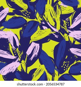 Floral brush strokes seamless pattern background for fashion prints, graphics, backgrounds and crafts