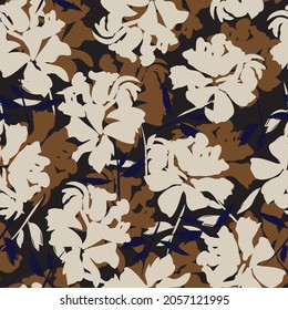 Rodamientos de pincel floral fondo de patrón sin fisuras para impresiones de moda, gráficos, fondos y artesanías