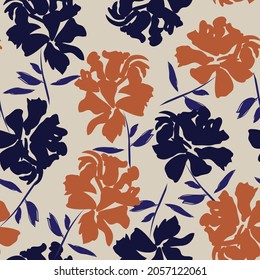Rodamientos de pincel floral fondo de patrón sin fisuras para impresiones de moda, gráficos, fondos y artesanías
