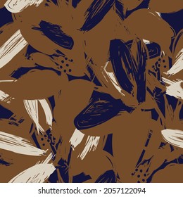 Floral brush strokes seamless pattern background for fashion prints, graphics, backgrounds and crafts