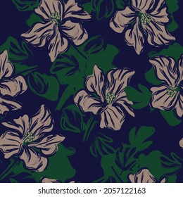 Floral brush strokes seamless pattern background for fashion prints, graphics, backgrounds and crafts