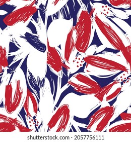 Floral brush strokes seamless pattern background for fashion prints, graphics, backgrounds and crafts