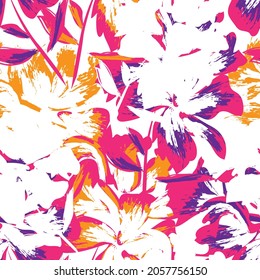 Floral brush strokes seamless pattern background for fashion prints, graphics, backgrounds and crafts