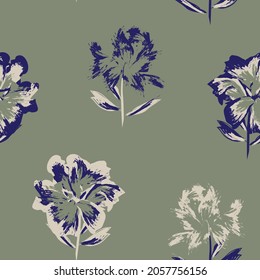 Rodamientos de pincel floral fondo de patrón sin fisuras para impresiones de moda, gráficos, fondos y artesanías