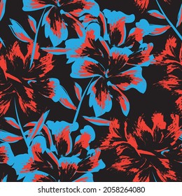Floral brush strokes seamless pattern background for fashion prints, graphics, backgrounds and crafts