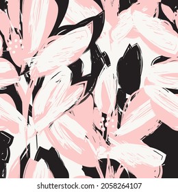 Floral brush strokes seamless pattern background for fashion prints, graphics, backgrounds and crafts