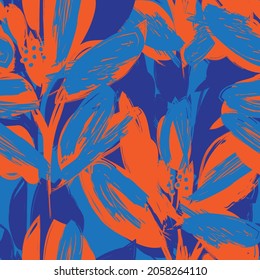 Floral brush strokes seamless pattern background for fashion prints, graphics, backgrounds and crafts