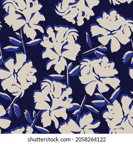 Rodamientos de pincel floral fondo de patrón sin fisuras para impresiones de moda, gráficos, fondos y artesanías