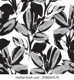 Floral brush strokes seamless pattern background for fashion prints, graphics, backgrounds and crafts