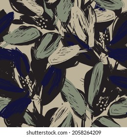 Floral brush strokes seamless pattern background for fashion prints, graphics, backgrounds and crafts