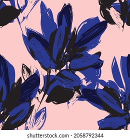 Rodamientos de pincel floral fondo de patrón sin fisuras para impresiones de moda, gráficos, fondos y artesanías
