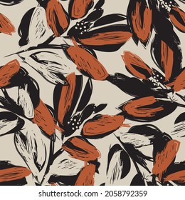 Floral brush strokes seamless pattern background for fashion prints, graphics, backgrounds and crafts