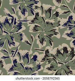 Floral brush strokes seamless pattern background for fashion prints, graphics, backgrounds and crafts