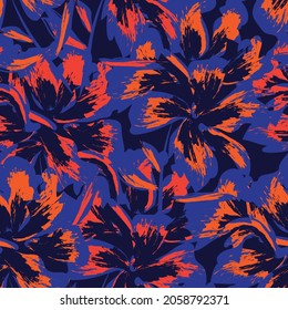 Floral brush strokes seamless pattern background for fashion prints, graphics, backgrounds and crafts