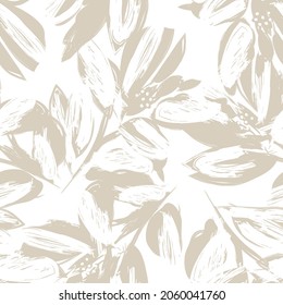 Floral brush strokes seamless pattern background for fashion prints, graphics, backgrounds and crafts