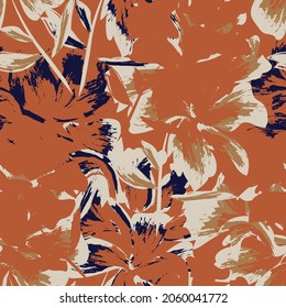 Rodamientos de pincel floral fondo de patrón sin fisuras para impresiones de moda, gráficos, fondos y artesanías