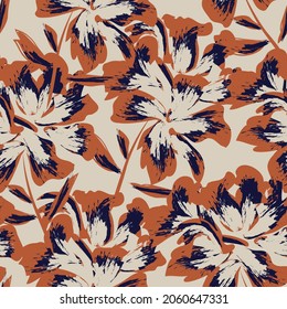 Rodamientos de pincel floral fondo de patrón sin fisuras para impresiones de moda, gráficos, fondos y artesanías