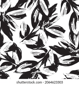Floral brush strokes seamless pattern background for fashion prints, graphics, backgrounds and crafts