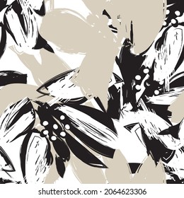 Rodamientos de pincel floral fondo de patrón sin fisuras para impresiones de moda, gráficos, fondos y artesanías