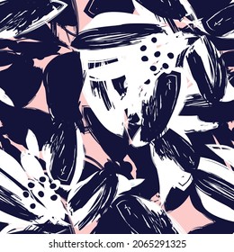 Rodamientos de pincel floral fondo de patrón sin fisuras para impresiones de moda, gráficos, fondos y artesanías