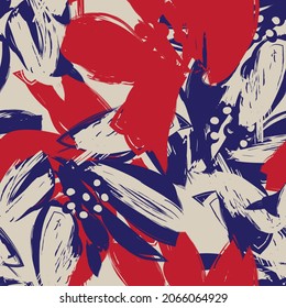 Floral brush strokes seamless pattern background for fashion prints, graphics, backgrounds and crafts