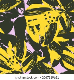 Floral brush strokes seamless pattern background for fashion prints, graphics, backgrounds and crafts
