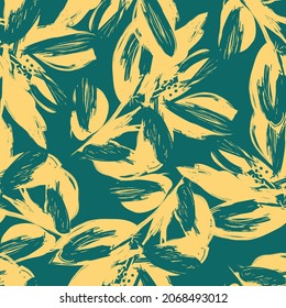 Floral brush strokes seamless pattern background for fashion prints, graphics, backgrounds and crafts
