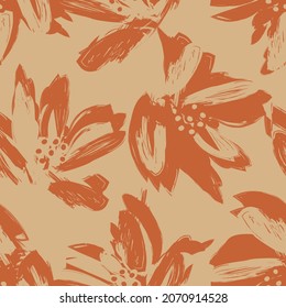 Floral brush strokes seamless pattern background for fashion prints, graphics, backgrounds and crafts