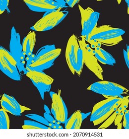 Floral brush strokes seamless pattern background for fashion prints, graphics, backgrounds and crafts