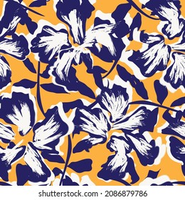 Floral brush strokes seamless pattern background for fashion prints, graphics, backgrounds and crafts