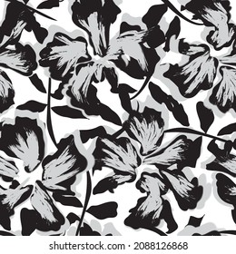 Floral brush strokes seamless pattern background for fashion prints, graphics, backgrounds and crafts
