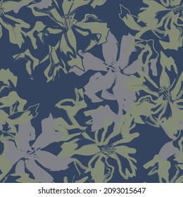 Floral brush strokes seamless pattern background for fashion prints, graphics, backgrounds and crafts