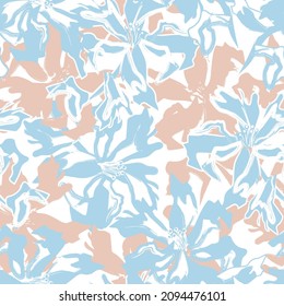 Floral brush strokes seamless pattern background for fashion prints, graphics, backgrounds and crafts
