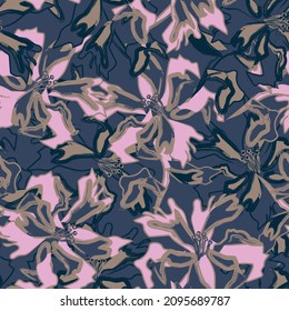 Floral brush strokes seamless pattern background for fashion prints, graphics, backgrounds and crafts