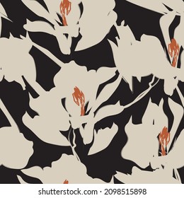 Floral brush strokes seamless pattern background for fashion textiles, graphics, backgrounds and crafts
