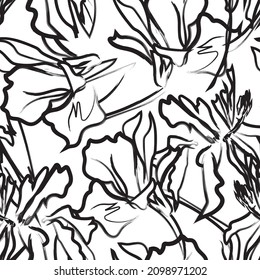 Floral brush strokes seamless pattern background for fashion textiles, graphics, backgrounds and crafts