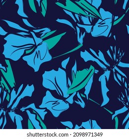Rodajes de pincel floral fondo de patrón sin fisuras para textiles de moda, gráficos, fondos y artesanías