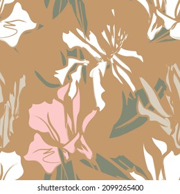 Floral brush strokes seamless pattern background for fashion textiles, graphics, backgrounds and crafts