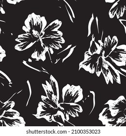 Floral brush strokes seamless pattern background for fashion textiles, graphics, backgrounds and crafts